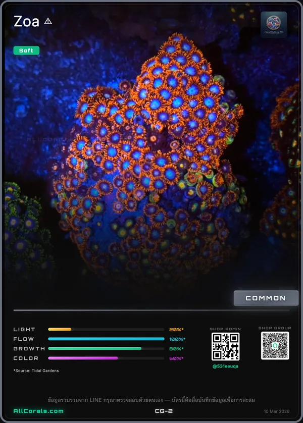 WWC Rising Sun Zoanthids trading card