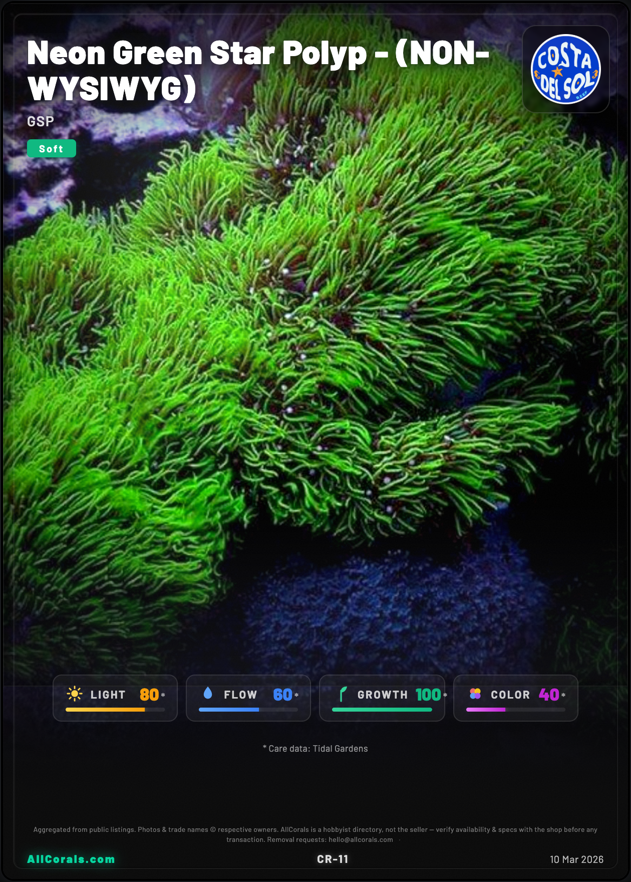Neon Green Star Polyp - (NON-WYSIWYG) trading card