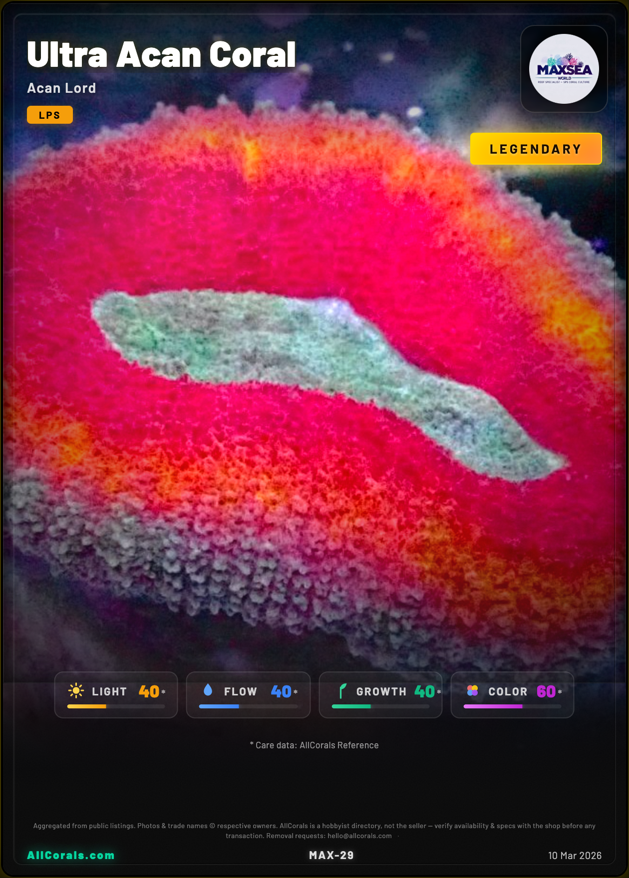 Ultra Acan Coral trading card