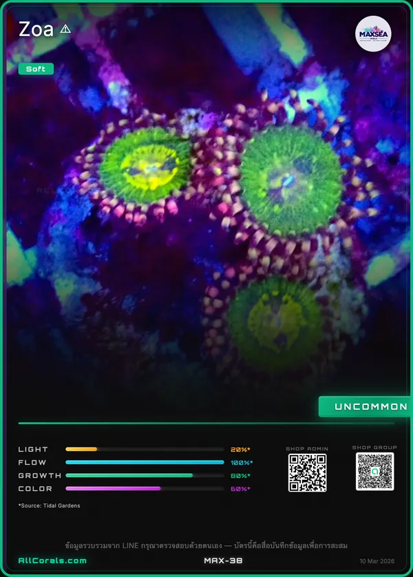 Scarlet Fever Zoanthids Coral trading card